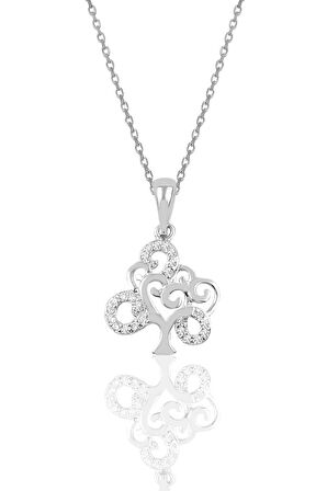 Gümüş ağaç modeli kolye