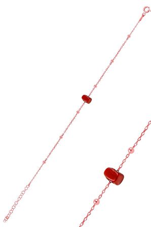 Gümüş mercan renkli top top halhal