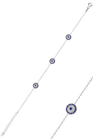 Nazarlık Model Zirkon Taşlı Gümüş Bileklik