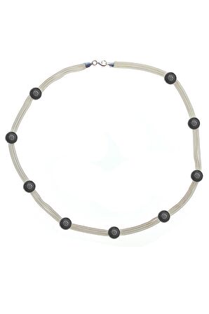 Gümüş mineli hasır modeli kolye