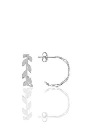 Gümüş 17 mm çapında başak modeli yarım halka küpe