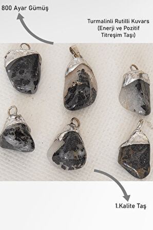 Sertifikalı Tamburlanmış Turmalinli Rutil Kuvars Taşı Kolye