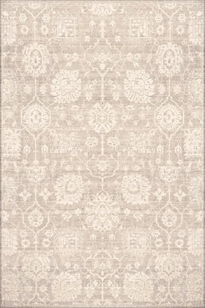 Vintage Krem Bej Eskitme Çiçek Desenli Baskı Şönil Halı Kaymaz Taban Salon Oturma Odası Yatak Odası Halısı SH01