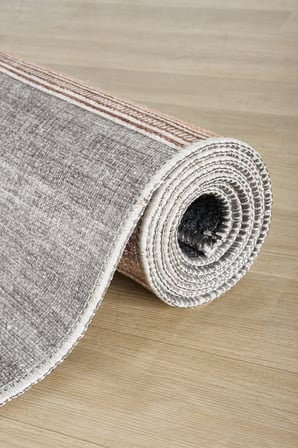 Modern Kiremit Bej Çizgili Kilim Desenli Baskı Şönil Halı Kaymaz Taban Salon Oturma Odası Yatak Odası Halısı SH06