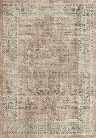 Miras Vintage Bej Gri Anadolu Desenli Baskı Şönil Halı Kaymaz Taban Salon Oturma Odası Yatak Odası Halısı SH09