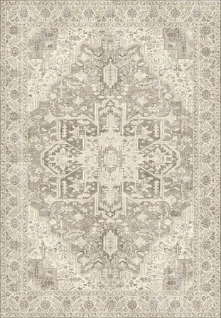 Miras Vintage Krem Bej Etnik Desenli Baskı Şönil Halı Kaymaz Taban Salon Oturma Odası Yatak Odası Halısı SH10