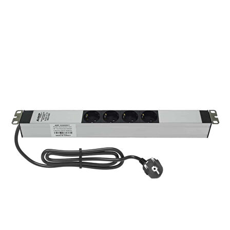 AMP CONNECT 19"1U 4'lı Schuko Direkt Bağlantılı Kabinet Grup Prizi (PDU)-16A 