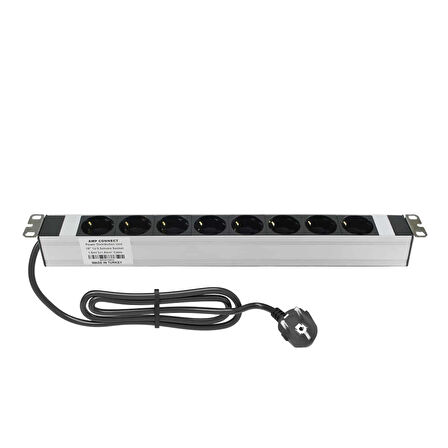 AMP CONNECT 19"1U 8'li Schuko Direkt Bağlantılı Kabinet Grup Prizi (PDU)-16A 