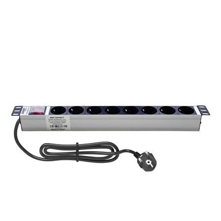 AMP CONNECT 19" 1U 8'li Schuko Anahtarlı Kabinet Grup Prizi (PDU)-16A 