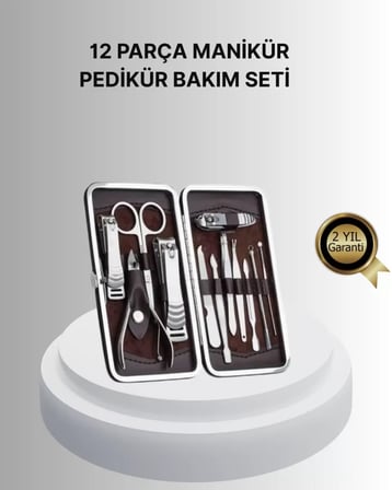 Profesyonel Tırnak Bakım Seti Çelik Aletli Şık Deri Çantalı