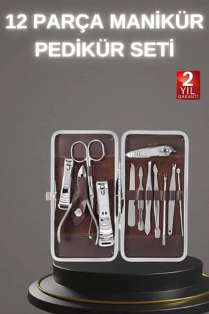 12 Parça Paslanmaz Çelik Kompakt Ve Taşınabilir Manikür Makası Tırnak Makası