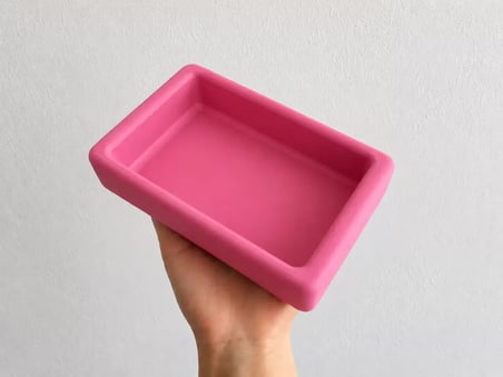 Dikdörtgen Model Beton Kedi Köpek Mama Ve Su Kabı 18 X 10,5 X 4,5 Cm - Pembe
