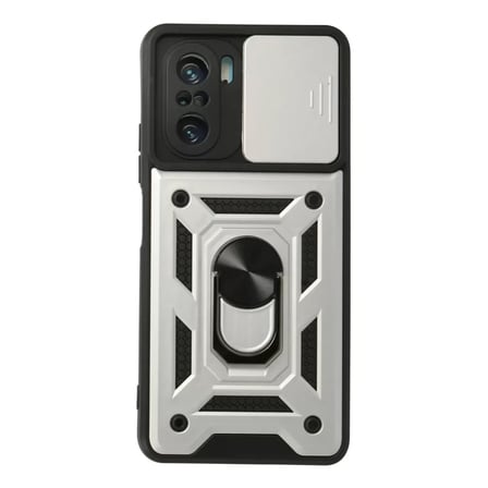 Xiaomi Poco F3 Kılıf Pars Lens Yüzüklü Silikon - Gümüş