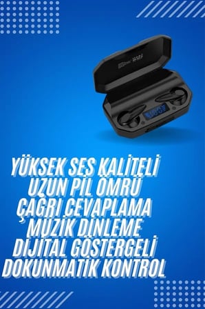 Rgb Işıklı Çift Mikrofonlu Siyah Profesyonel Kulaklığı Kablosuz Kulakiçi