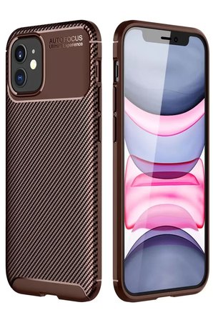 Newface İphone 12 Mini Kılıf Auto Focus Karbon Kapak - Kahverengi