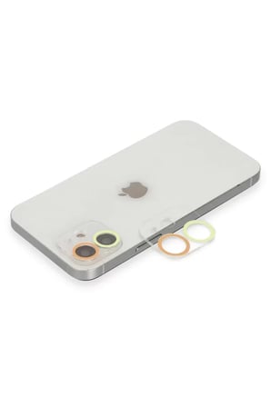 Newface İphone 12 Mini Renkli Kamera Lens Koruma Cam - Sarı-Turuncu