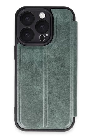 Newface İphone 16 Pro Max Kılıf Flip Cover - Koyu Yeşil