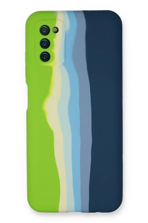 Newface Samsung Galaxy A03S Kılıf Ebruli Lansman Silikon - Yeşil-Koyu Yeşil