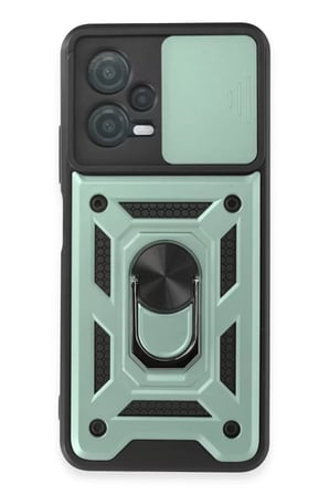 Newface Redmi Note 12 5G Kılıf Pars Lens Yüzüklü Silikon - Yeşil