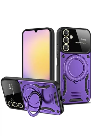 Newface Samsung Galaxy S25 Kılıf Joy Lens Standlı Kapak - Mor