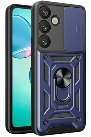 Newface Samsung Galaxy S25 Plus Kılıf Pars Lens Yüzüklü Silikon - Lacivert