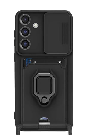 Newface Samsung Galaxy S25 Plus Kılıf Zuma Kartvizitli Yüzüklü Silikon - Siyah