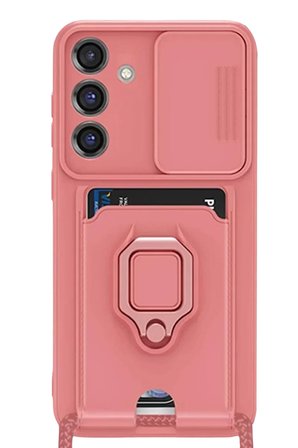 Newface Samsung Galaxy S25 Plus Kılıf Zuma Kartvizitli Yüzüklü Silikon - Pembe