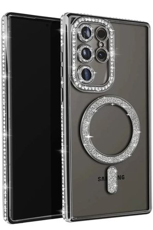 Newface Samsung Galaxy S25 Ultra Kılıf Joke Simli Magneticsafe Kılıf - Siyah
