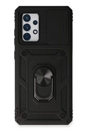 Newface Samsung Galaxy A73 5G Kılıf Pars Lens Yüzüklü Silikon - Siyah