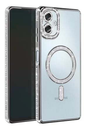 Newface Samsung Galaxy A06 Joke Simli Magneticsafe Kılıf - Gümüş