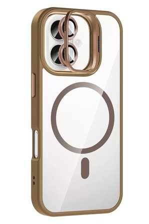 Joko İphone 16 Plus Remim Lensli Magsafe Standlı Kapak - Kahverengi