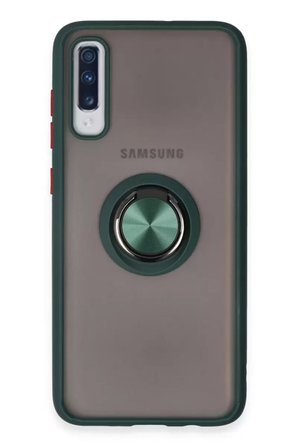 Newface Samsung Galaxy A70 Kılıf Montreal Yüzüklü Silikon Kapak - Yeşil