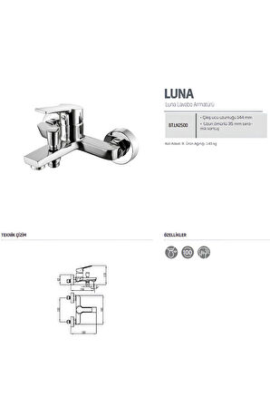 SH415 Sürgülü El Duş Seti 5F ve Luna Banyo Bataryası