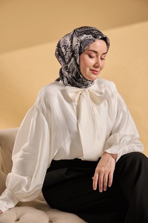 Silk Home Twill İpek Desenli Eşarp 11519