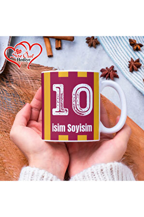 Kişiye Özel İsimli Sarı Kırmızı Temalı Kupa Bardak