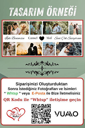Kişiye Özel İsimli 8 Fotoğraflı Kolaj Kupa Bardak - İsme Özel Kişiselleştirilmiş Hediye Kupa Bardağı