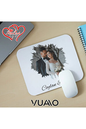 Kişiye Özel Fotoğraflı ve İsimli Mouse Pad 21x17 cm, Kaymaz Taban - Resim Baskılı Mousepad
