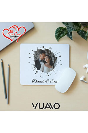 Kişiye Özel Fotoğraflı ve İsimli Mouse Pad 21x17 cm, Kaymaz Taban - Resim Baskılı Mousepad