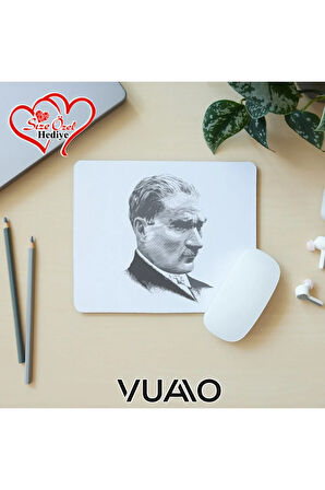 Kişiye Özel İsimli ve Mustafa Kemal Atatürk Temalı İmzalı Mouse Pad 21x17 cm - Baskılı Mousepad