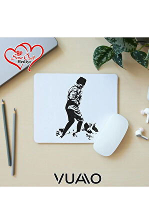 Kişiye Özel İsimli ve Mustafa Kemal Atatürk Temalı İmzalı Mouse Pad 21x17 cm - Baskılı Mousepad