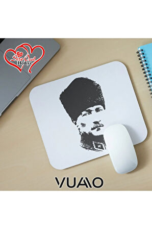 Kişiye Özel İsimli ve Mustafa Kemal Atatürk Temalı İmzalı Mouse Pad 21x17 cm - Baskılı Mousepad