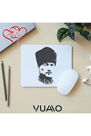 Kişiye Özel İsimli ve Mustafa Kemal Atatürk Temalı İmzalı Mouse Pad 21x17 cm - Baskılı Mousepad