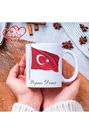 Kişiye Özel Türk Bayraklı , Fotoğraflı ve İsimli Kupa Bardak