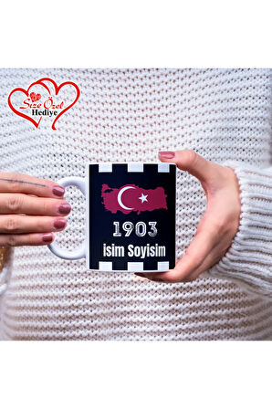 Kişiye Özel İsimli Siyah Beyaz Temalı Kupa Bardak - Size Özel Hediye