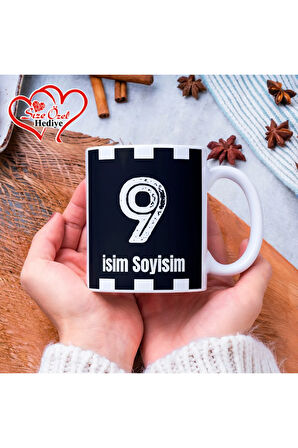 Kişiye Özel İsimli Siyah Beyaz Temalı Kupa Bardak - Size Özel Hediye