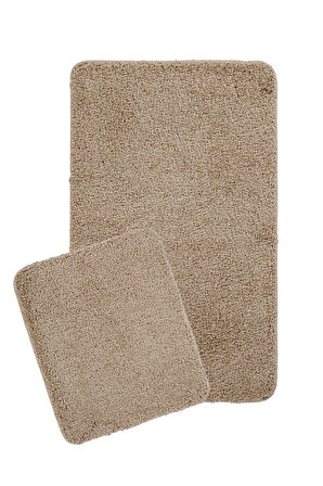 Doğal Kaymaz Taban 2'li  Soft Shaggy Banyo Paspası 60x100 - 50x60