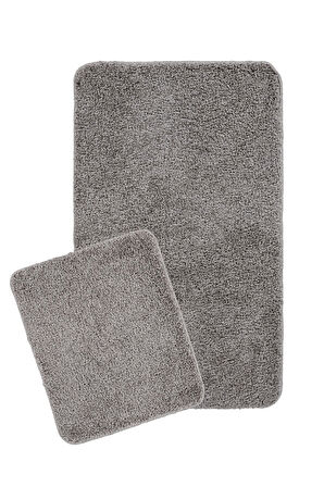 Doğal Kaymaz Taban 2'li  Soft Shaggy Banyo Paspası 60x100 - 50x60