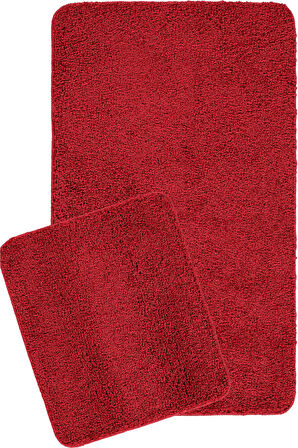 Doğal Kaymaz Taban 2'li  Soft Shaggy Banyo Paspası 60x100 - 50x60