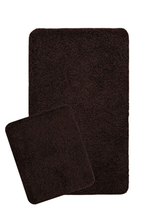 Doğal Kaymaz Taban 2'li  Soft Shaggy Banyo Paspası 60x100 - 50x60