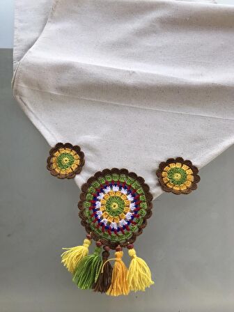 El Örgüsü Renklerin Aşkı Mandala Kahverengi Sarı Yeşil